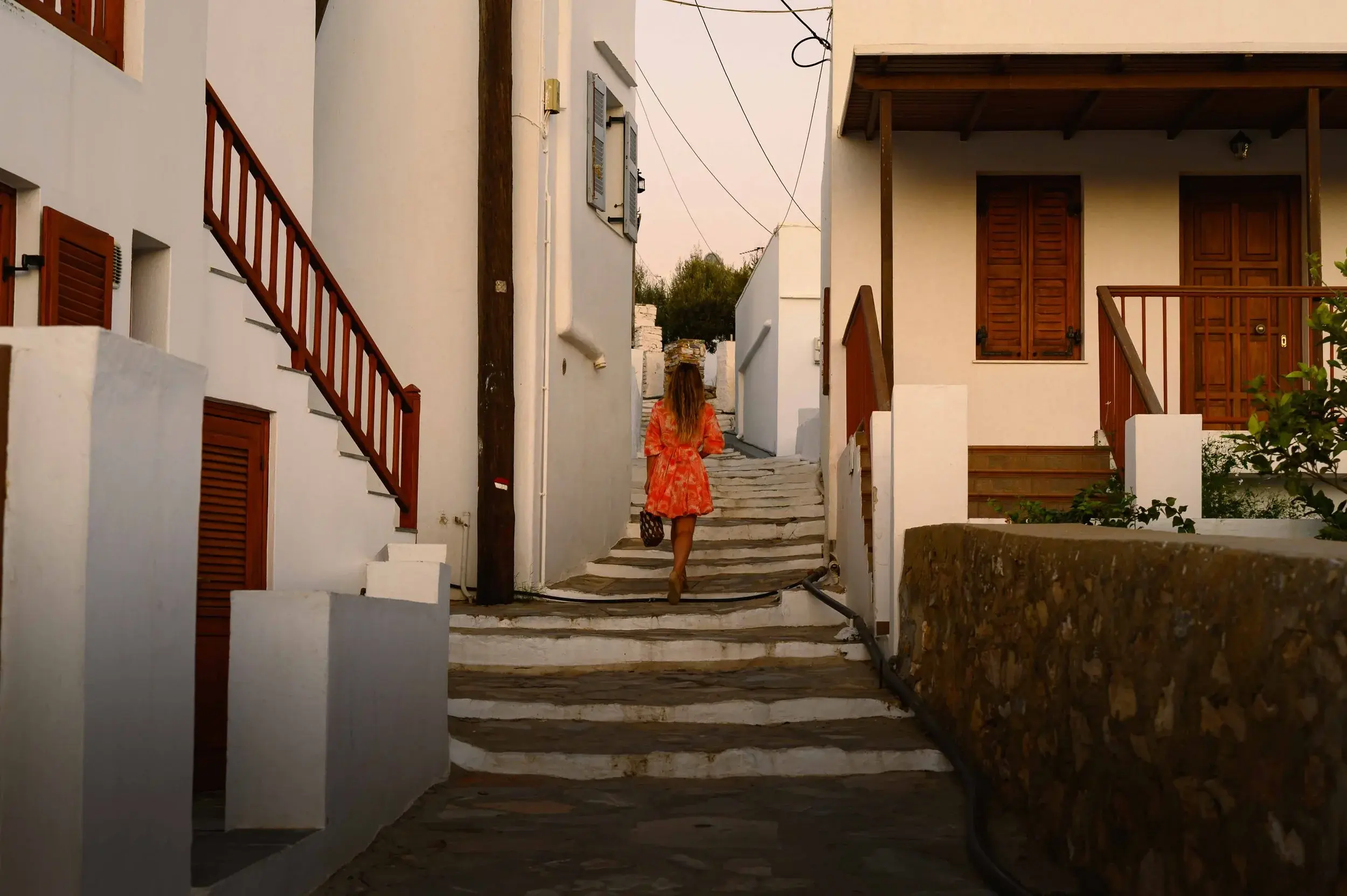 Narrow whitewashed streets in Apollonia